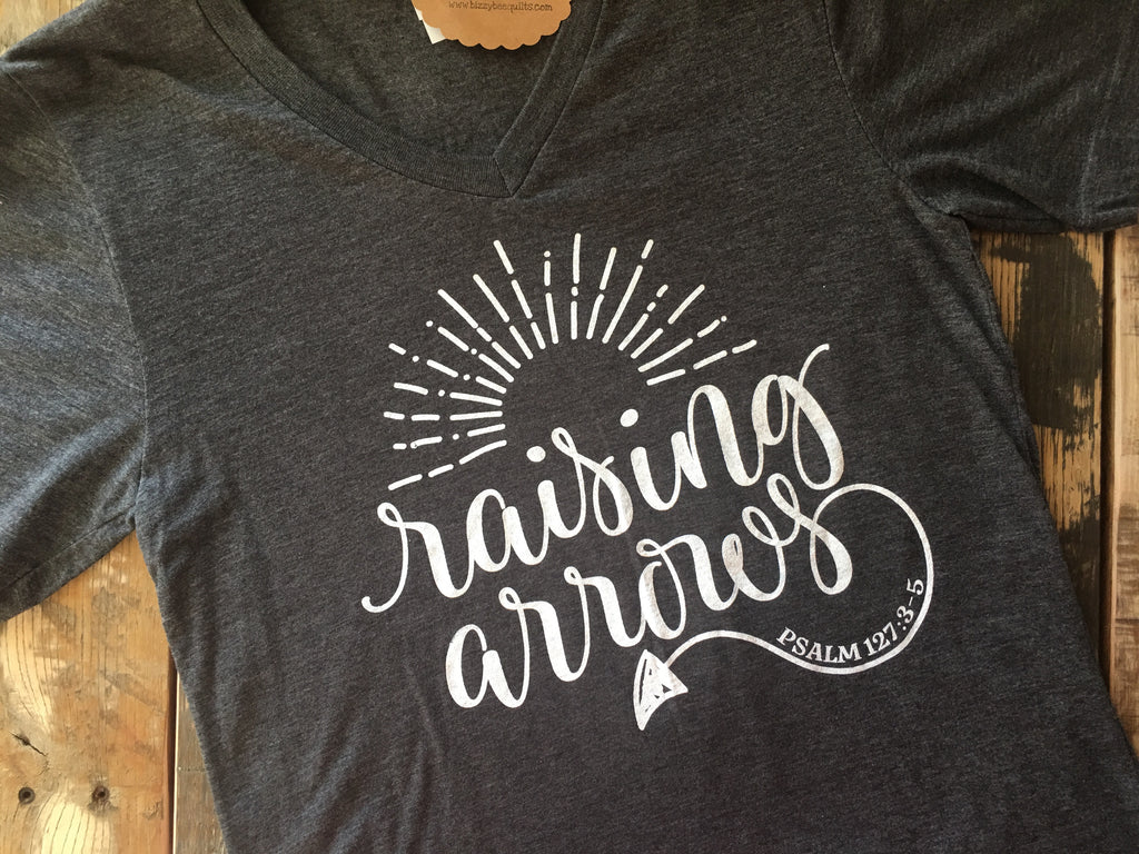 Raising Arrows Dark Gray Heathered V-Neck T-Shirt