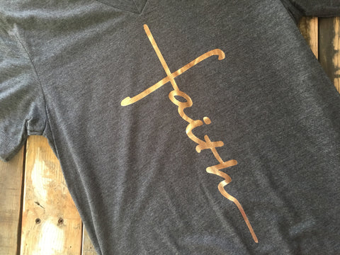 Faith Dark Gray Heather V-Neck T-Shirt