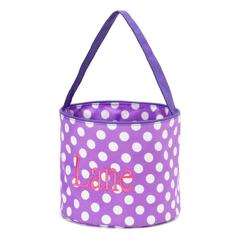 Wholesale Boutique Easter Bucket Purple Polka Dot
