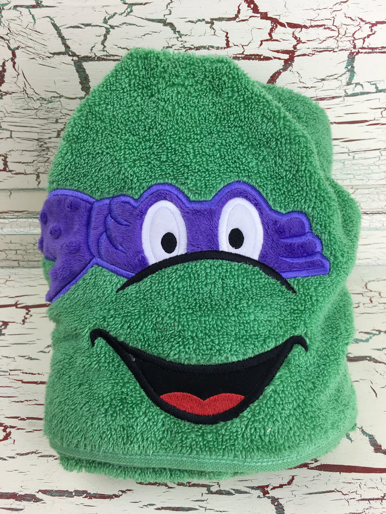 Hooded Bath Towel Turtle Purple