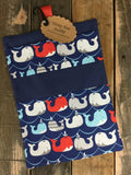 Red, Blue, and Gray Whales Diaper/Wipee Case