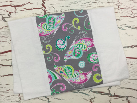Butterflies on Gray Burp Cloth