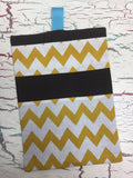 Ivory and Mustard Chevron Diaper/Wipee Case