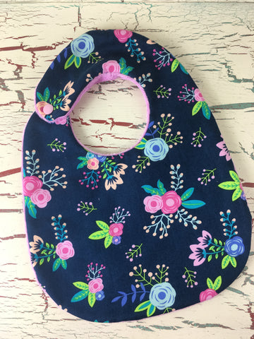 Navy Floral Bib