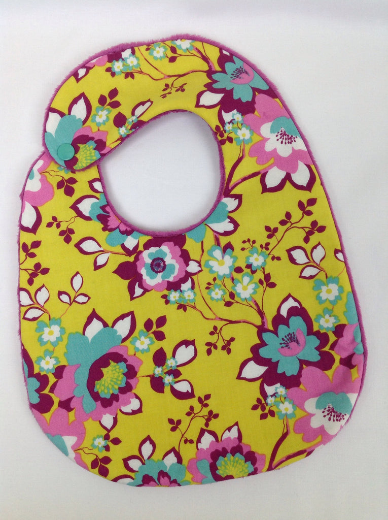 Mustard, Fuschia, and Teal Floral Bib