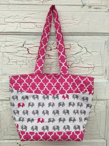 Gray and Pink Elephants XL Bag
