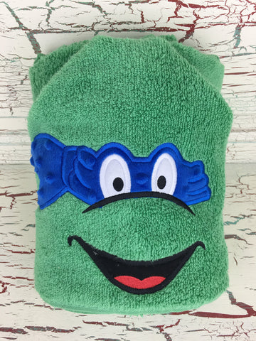 Hooded Bath Towel Turtle Blue