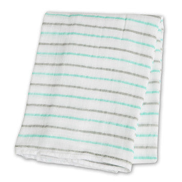 Lulujo Baby™ Aqua Messy Stripe Muslin Cotton Swaddling Blanket by Mary Meyer