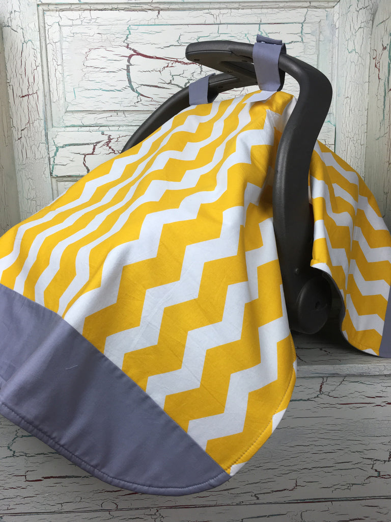 Gold and White Chevron Carseat Tent