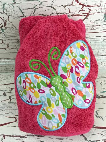 Hooded Bath Towel Butterfly Pink