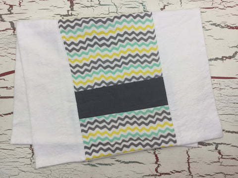 Mint and Yellow Wave Burp Cloth