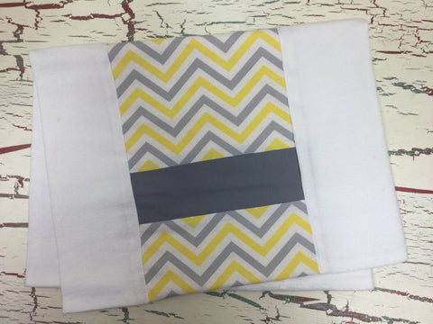 Light Gray and Yellow Chevron Burp Cloth