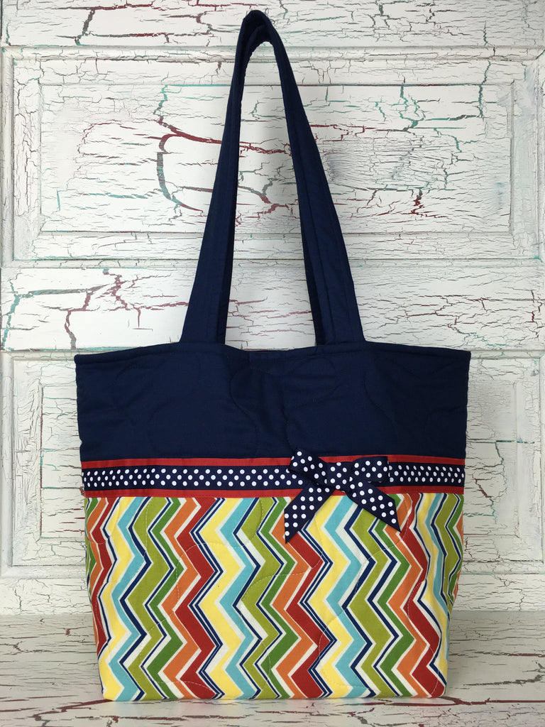 Navy, Red, and Yellow Zig Zag XL Bag