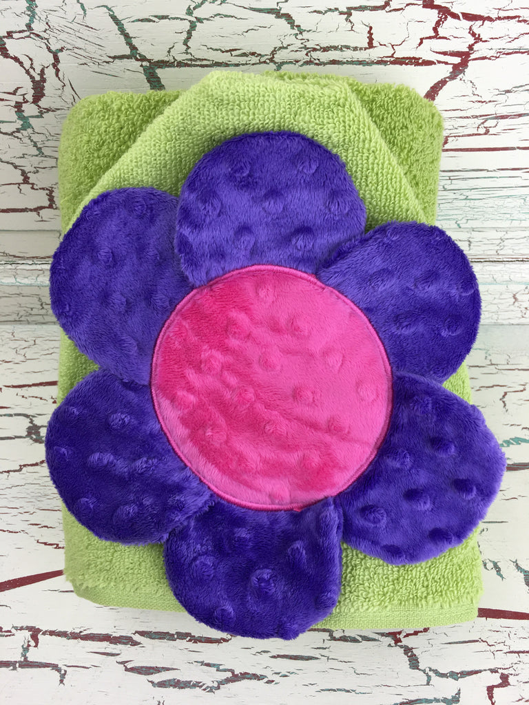 Hooded Bath Towel Flower Purple