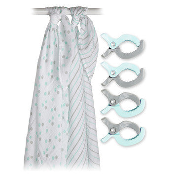 Lulujo Baby™ Aqua Swaddles & Clips by Mary Meyer