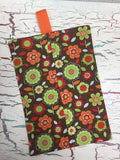 Red, Orange, and Lime Flowers on Brown Diaper/Wipee Case