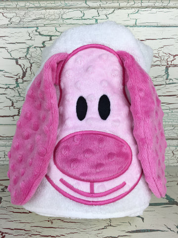 Hooded Bath Towel Puppy Pink