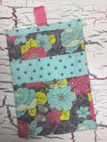 Pink, Mint, Gray, and Yellow Floral Diaper/Wipee Case