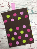 Pink and Lime Dots on Brown Diaper/Wipee Case
