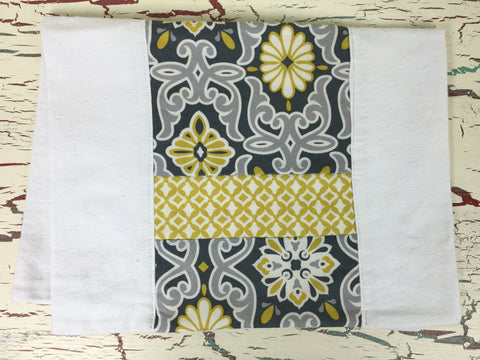 Mustard and Gray Scroll Burp Cloth