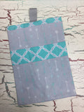 Gray and Spa Blue Arrow Diaper/Wipee Case