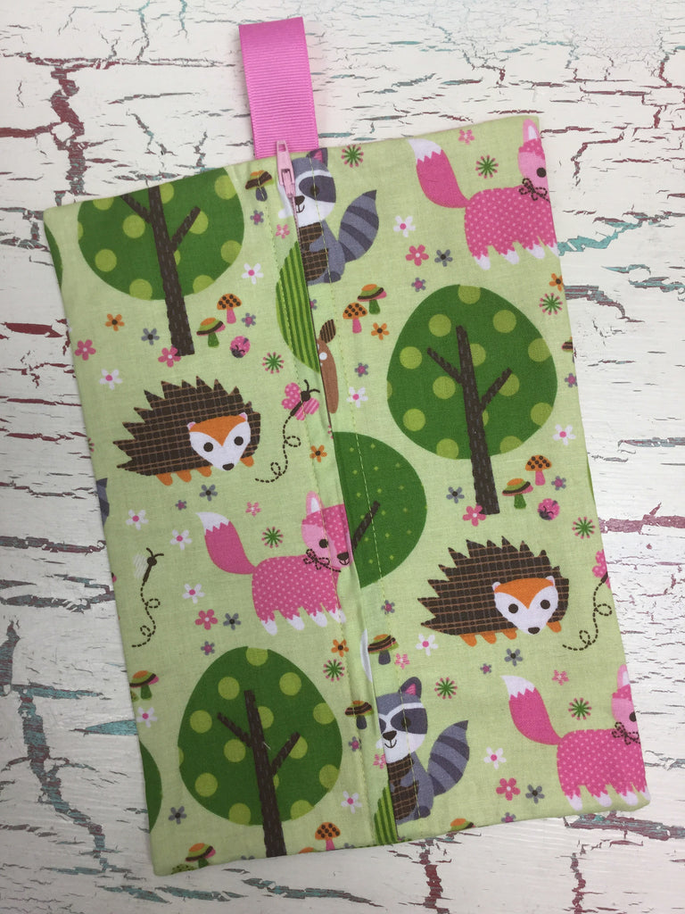 Green Woodland Girl Diaper/Wipee Case