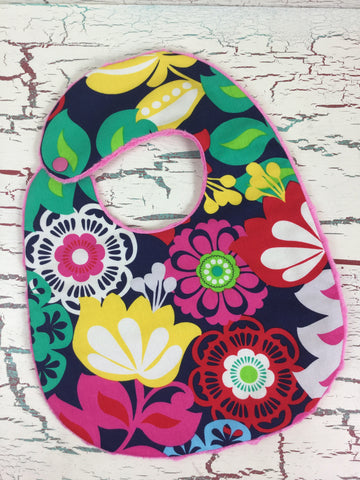 Bright Floral on Navy Bib