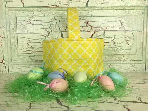 Easter Basket Yellow Quatrefoil