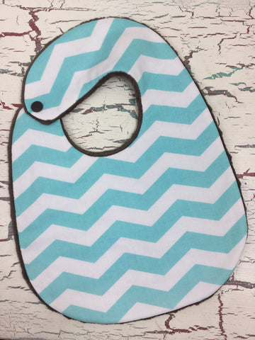 Aqua and White Chevron Bib