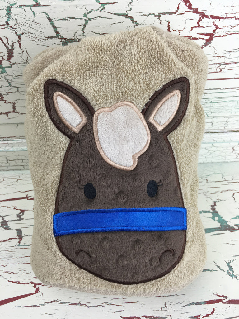 Hooded Bath Towel Horse Blue
