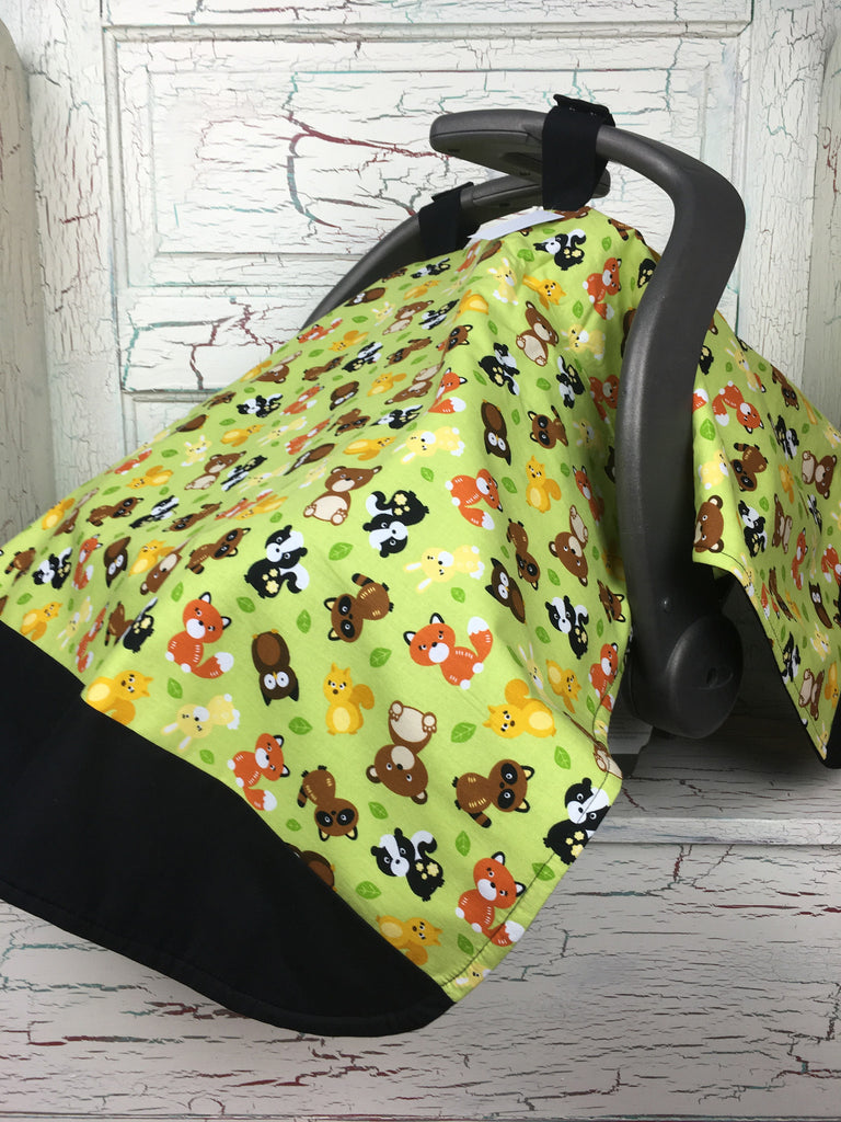 Green Woodland Critters Carseat Tent