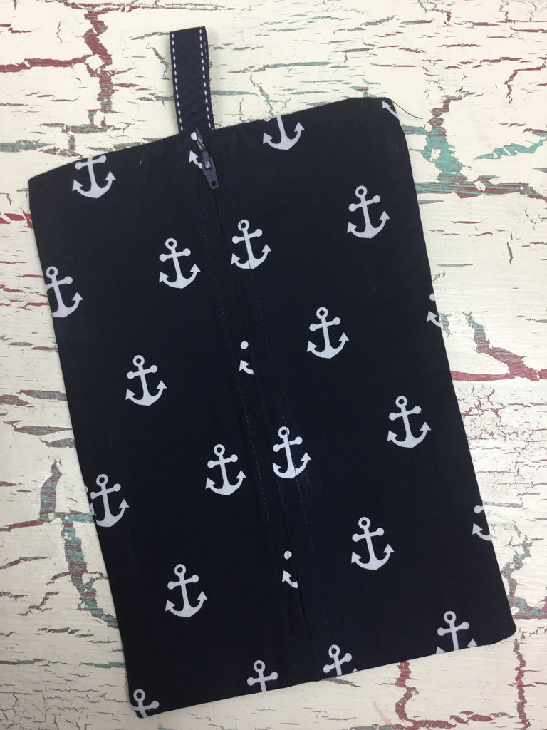 Navy and White Anchors Diaper/Wipee Case