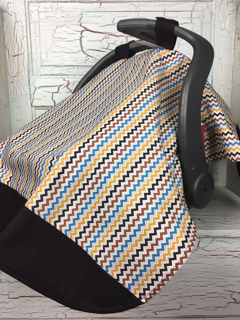Hooty Hoot Chevron Brown Carseat Tent