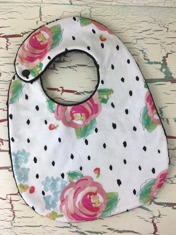 Watercolor Rose and Dot Bib