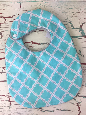 Aqua and Gray Lattice Bib