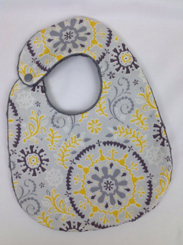 Gold and Gray Floral Bib