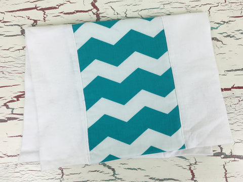 Turquoise and White Chevron Burp Cloth