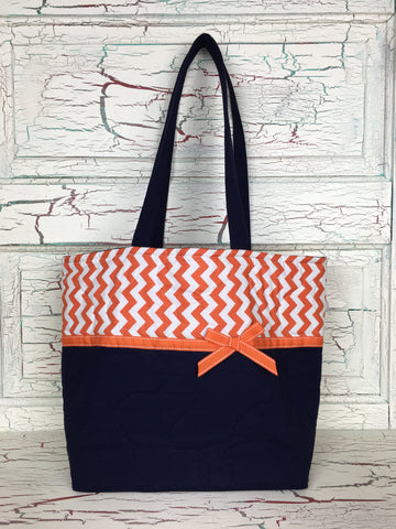 Orange and White Chevron XL Bag