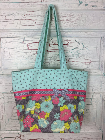 Pink, Mint, Gray & Yellow Floral XL Bag