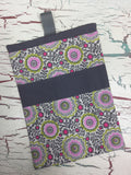Pink, Lime, and Gray Floral Diaper/Wipee Case
