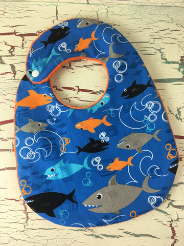 Sharks on Blue Bib