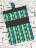 Turquoise and Green Stripe Diaper/Wipee Case