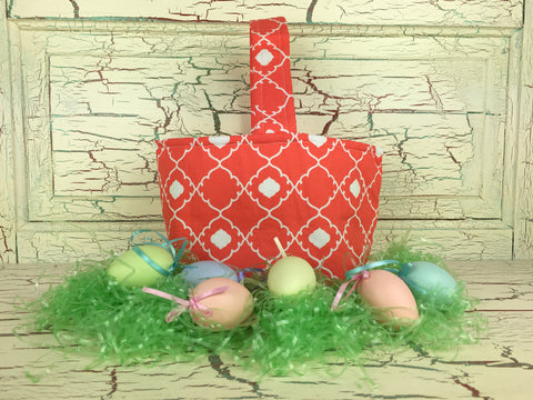 Easter Basket Coral and White