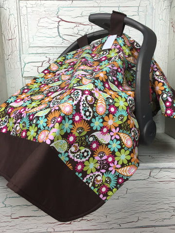 Brown Floral Paisley Carseat Tent