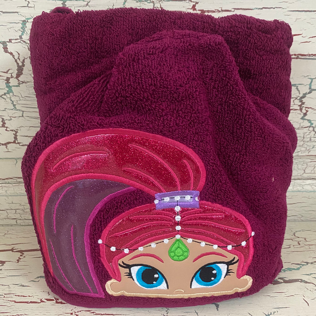 Hooded Bath Towel Pink Genie
