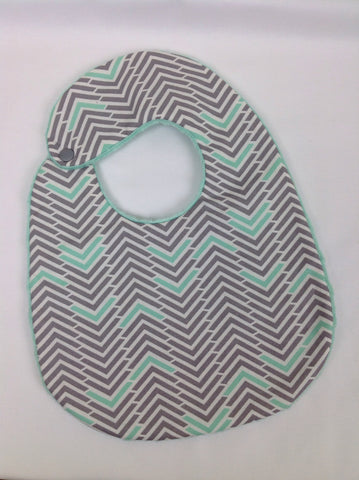 Ivory, Mint and Gray Herringbone Bib