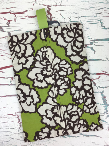 Dark Brown, Ivory, and Green Floral Diaper/Wipee Case