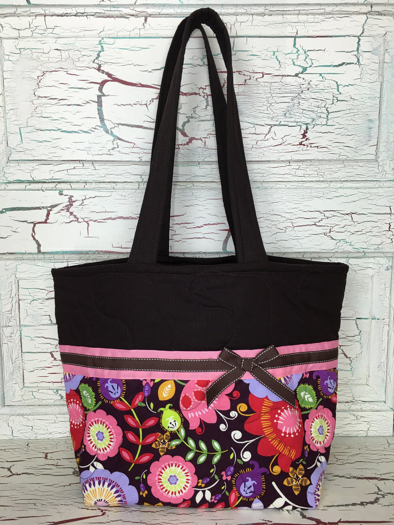 Plum, Coral, Red, and Lavender Floral XL Bag