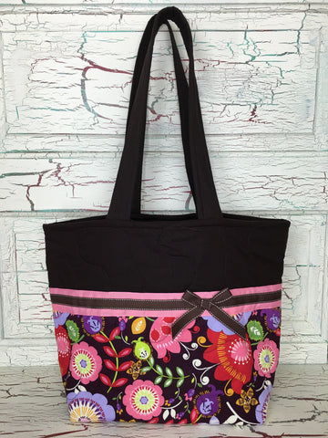 Plum, Coral, Red, and Lavender Floral XL Bag