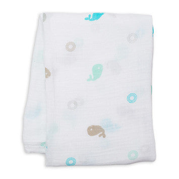 Lulujo Baby™  Baby Whale Muslin Cotton Swaddling Blanket by Mary Meyer